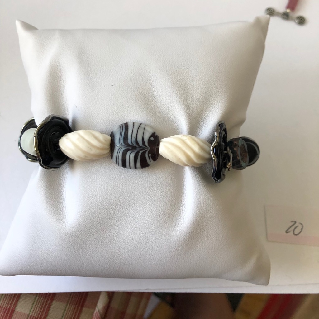 Black And White Stone Bangle Bracelet (#20)